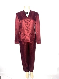 TRAJE PANTALÓN TRAVIS AYERS BORGOÑA 100% SEDA TALLA 10 - Imagen 1 de 3