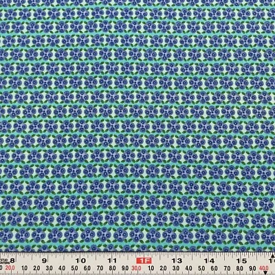 Blank Quilting 2006 Blue Floral Cotton Fabric Remnant 14" x 44" - Image 1 of 2