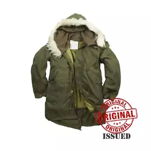 Fishtail Parka Original US M65 Padded Hooded Army Military Issued Used Green - Picture 1 of 7