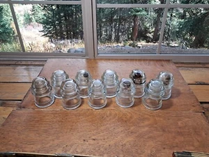 LOT OF 10 VINTAGE GLASS INSULATORS All Hemingray 17 Clear Os146 2 - Picture 1 of 9