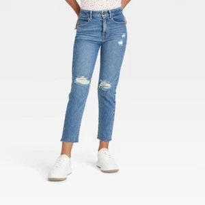 Girls' High-Rise Girlfriend Jeans - art class Medium Dark Wash 6X, Medium Dark - Picture 1 of 1