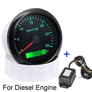 85mm Diesel Engine Tachometer 3000RPM Gauge With Tacho Adapter RPM Signal Sensor - Picture 1 of 16