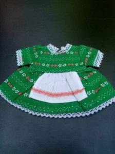Small Vintage Doll Dress, Green Celluloid doll dress, for doll size 8" - 10" - Picture 1 of 10