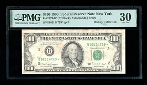 DBR 1990 $100 FRN STAR New York Fr. 2173-B* PMG 30 Serial B02114729* - Picture 1 of 2