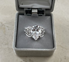 Lovely Sterling 925 Lind Cubic Zirconia CZ Crystal Cocktail Ring Size  9