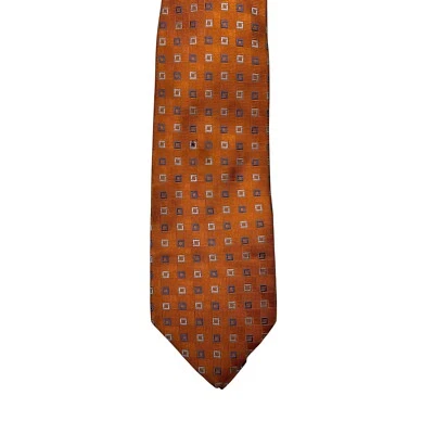 Corbata Brooks Brothers Makers cuello seda estampado geométrico DEFECTUOSA naranja azul XL 3,5x60 Foto 1 de 4