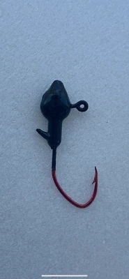 Pacote com 10 ganchos foice cromados vermelhos Crappie Minnow Jig Heads with Eyes #4 1/32 - Imagem 1 de 4