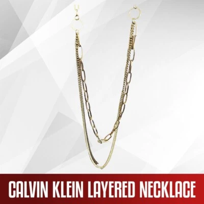 Calvin Klein Gold Tone Layered Beaded Y Drop Fashion  Necklace ~ New with Tags! - Изображение 1 из 4
