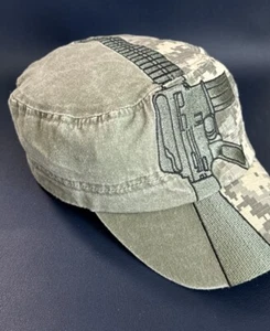 Rifle AR Gun Cadet Cap Hat Pixelated Camo olive green Militia Eagle Crest - Picture 1 of 7