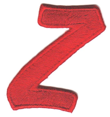 LETTERS - Red Script  2" Letter "Z" - Iron On Embroidered Applique - Image 1 of 2