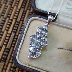 925 Sterling Silver Necklace, Genuine Colour Change Sapphire Pendant, 18" Chain - Picture 1 of 10