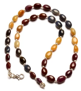 Collar de 17" con gemas de zafiro de colores naturales de tamaño de 7 a 9 mm - Imagen 1 de 6