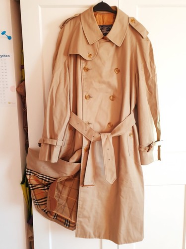 Cappotto Burberry uomo vintage beige kaki trench MAC con fodera lana UK 52 Large