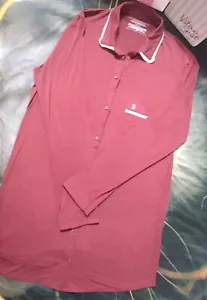 Victoria's Secret Sleep Shirt Small Burgundy Red Button Front Logo VS Sleep - Picture 1 of 6