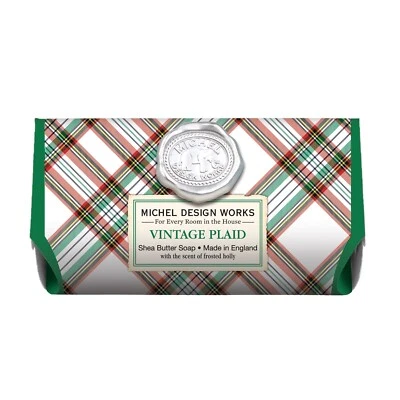 Michel Design Works Christmas Vintage Plaid 8.7oz Large Shea Butter Soap Bar - Image 1 of 2