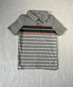 Simple Joys By Carter’s Polo Shirt Kid’s Size 8 Short Sleeve Grey With Stripes - Picture 1 of 5