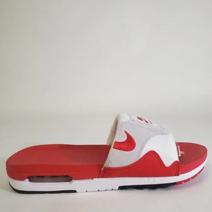 Nike Air Max 1 Slide White University Red Sandals DH0295-103 US Mens Size 11 - Picture 1 of 12