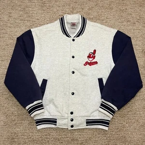 Vintage Cleveland Indians Button Up Varisty Jacket MLB Guardians M Chief Wahoo - Picture 1 of 13