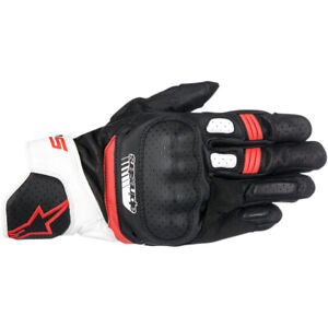 Alpinestars SP-5 Leather Touchscreen Gloves (Black/White/Red) 2XL (2X-Large)
