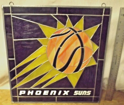 15" x 15" large STAIN GLASS "PHOENIX SUNS" NBA SUN CATCHER Cover