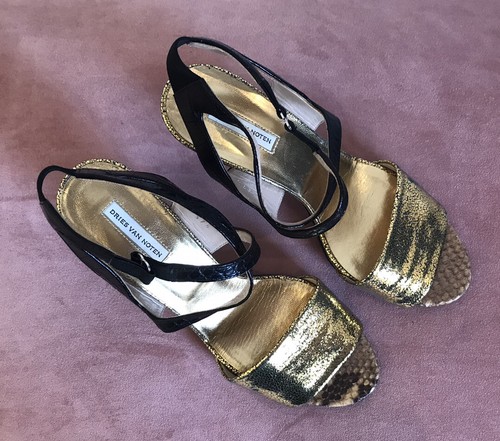 VANS DRIES VAN NOTEN Sandali donna in pelle metallica taglia 37 5 4 5 INDOSSATI UNA VOLTA