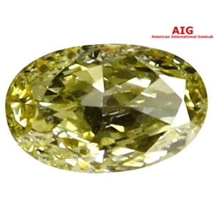 0,40 quilates diamante de corte ovalado amarillo verdoso (6 x 4 mm) amarillo certificado AIG - Imagen 1 de 4