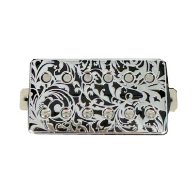 Johnny Eleca Electric Guitar Pickup Humbucker, Bridge, Silver Carve Patterns - Image 1 of 4