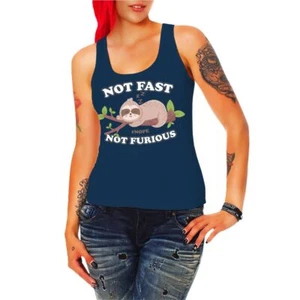 Damen Girls Tank Top Not Fast Not Furious Wochenende Büro Arbeit Spruch easy - Bild 1 von 4