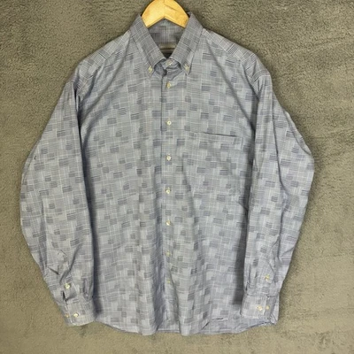 Maus & Hoffman Shirt Mens Large Blue Check Long Sleeve Button Down Cotton - Image 1 of 4