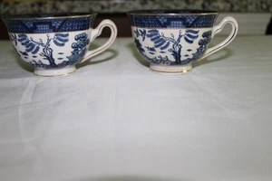Taza de té Nikko Double Phoenix Blue Willow Ironstone adorno dorado vintage - Imagen 1 de 9