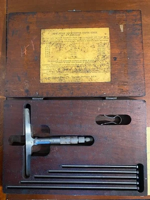 老式Lufkin深度千分尺套装原装木箱 — 第 1/4 张图片