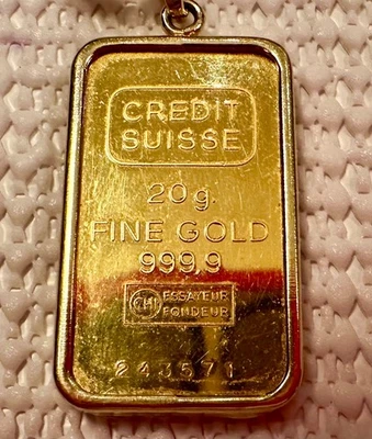 24克拉黄金条20克瑞士信贷带14k黄金框架 — 第 1/3 张图片