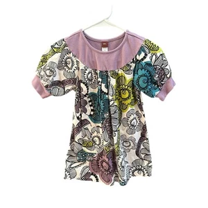Tea Collection Dress Wide Collar Puffy Sleeve Purple Paisley 100% Cotton Size 5  - Picture 1 of 5