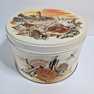 Treasures Of The Sea Vtg Tin Seashells Lighthouse Marine Life Sturgis Pretzels - Picture 1 of 11