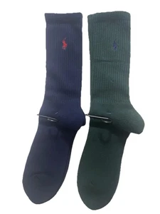 Mens Ralph Lauren Polo Classic Crew Cotton Socks 2-Pack — Navy Blue & Green - Picture 1 of 3