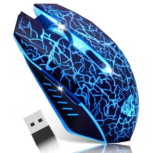 C10 Wireless Gaming Mouse Rechargeable Silent Optical Mice 7 Colors LED Light... - Picture 1 of 7