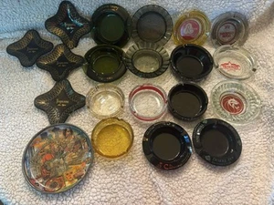 Vintage Las Vegas Ashtray Lot Of 19 Old Vegas Strip Glass Plus Small Tim Tray - Picture 1 of 21