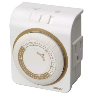 Woods 15-Amp 24-Hour Plug-In Lamp and Appliance Single-Outlet Mechanical Timer - Picture 1 of 9