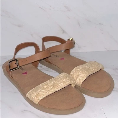 Steve Madden girls Thea sandals brown straw strap 13 - Image 1 of 4