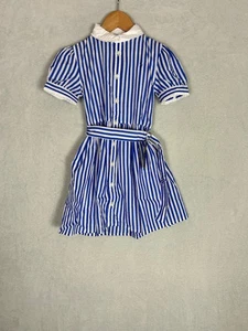 Polo Ralph Lauren, Mädchenkleid blau + weiß gestreift Flügelärmel, Größe 6 Jahre - Neu - Bild 1 von 9