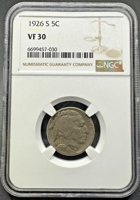 1926-S BUFFALO NICKEL NGC VF30 11GGA25 - Image 1 of 4