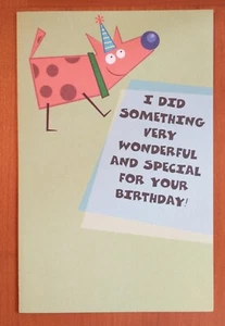 Birthday Card Funny Humor Cartoon Dog w/ Envelope - Picture 1 of 4