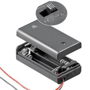 Batteriehalter - 2 fach - für 2 x AA Mignon - mit Deckel und EIN AUS Schalter - Bild 1 von 3