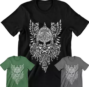 T-Shirt Odino Valhalla Thor Vikings Ragnar Wodan Shirt Nordmann Tribal A12 - Foto 1 di 7