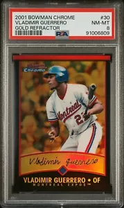 (Pop 4) Vladimir Guerrero 2001 Bowman Cromo #30 Oro Rifrattore 76/99 PSA 8 - Foto 1 di 2