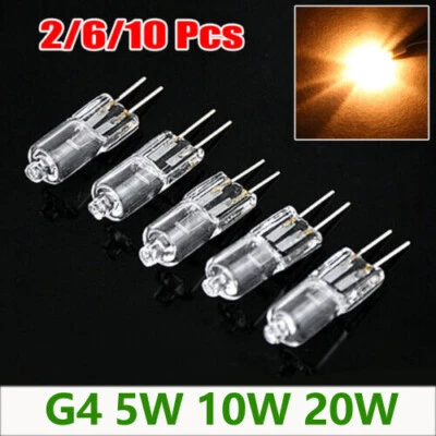 2/10pcs G4 CLEAR HALOGEN LIGHT 5W 10W 20W BULBS 12V WHITE GLOBE LAMP BASE BULB - Image 1 of 4