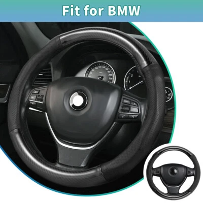 38cm/15inch Steering Wheel Cover w/ Inner Ring For BMW Series Leather Anti-slip - Image 1 of 4