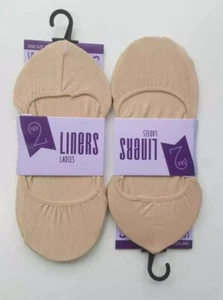 Damen-Sneaker-Socken hautfarben tief ausgeschnittene Einlagen unsichtbar rutschfest atmungsaktiv UK 4–8 - Bild 1 von 2