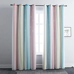 FANLI Ombre Rainbow Blackout Curtains for Kid Girls Bedroom Living Room Darking - Picture 1 of 7