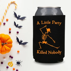 Halloween Party Can Coolers, A Little Party Killed Nobody, Funny GIft and Treats - Picture 1 of 10